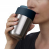 Joseph Joseph Sipp 81125 Insulated Cup, Leak-Proof Lid, 340 ml, BPA-Free, Stainless Steel, Stainless Steel/Blue