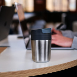 Joseph Joseph Sipp 81125 Insulated Cup, Leak-Proof Lid, 340 ml, BPA-Free, Stainless Steel, Stainless Steel/Blue