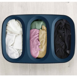 Joseph Joseph Laundry Basket 50025, 71 x 59.1 x 39.5 cm, 90 L, Three Compartments, Carrying and Emptying Handles, Black