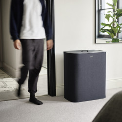 Joseph Joseph Laundry Basket 50025, 71 x 59.1 x 39.5 cm, 90 L, Three Compartments, Carrying and Emptying Handles, Black