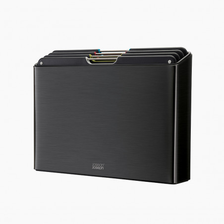 Joseph Joseph 60171 Folio Cutting Board Set, 4-Piece, Storage Box, Black