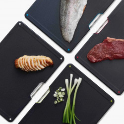 Joseph Joseph 60171 Folio Cutting Board Set, 4-Piece, Storage Box, Black