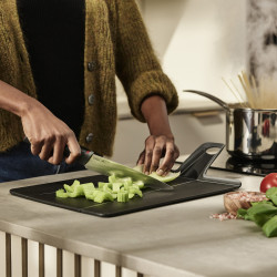 Joseph Joseph Chop2Pot Cutting Board 60202, 37.5 x 21 cm, Foldable, Hook, Black