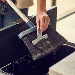 Joseph Joseph 65002 Broom with Wall Mount, 93.6 x 25.6 x 7.8 cm, Non-Slip Handle, Cleaning Comb, Blue