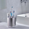 Joseph Joseph EasyStore Toothbrush Holder 70530, 12 x 9.5 x 9.5 cm, 3 compartments, collapsible, drainage hole, white/stainless steel