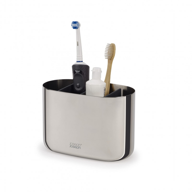 Joseph Joseph EasyStore Luxe Toothbrush Holder 70581, Detachable, Gray/Stainless Steel