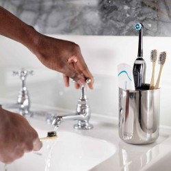 Joseph Joseph EasyStore Luxe Toothbrush Holder 70580, Detachable, Stainless Steel, Gray/Stainless Steel