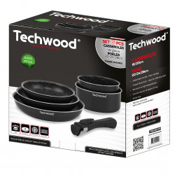 Set de oale și tigai Techwood TSA-6611P, 6 h, Maner detasabil, Acoperire antiaderenta, Fara PFOA, Inductie, Negru