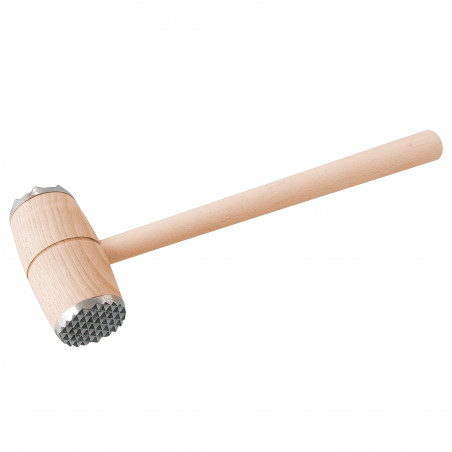 Fackelmann 31440 Wooden Meat Mallet, 32 cm, Aluminum Tip, Brown