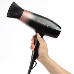 Remington D5305 Rose Shimmer Hair Dryer, 2200W, Ionization, 110 km/h airflow, Cool Shot, Black/Pink