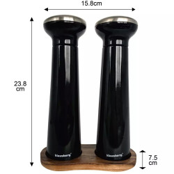 Só- és borsdaráló Klausberg KB 7705, 2 db, Akác állvány, Kerámia, Fekete