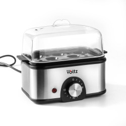 Aparat pentru gatit oua si legume Oliver Voltz OV51982B, 400W, 8 oua, Timer, Protectie la supraincalzire, Negru/Inox