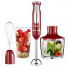 Oliver Voltz OV51112KSC 3-in-1 Blender, Chopper, and Mixer, 800W, 700 ml, Stainless Steel Attachment, 2 Speeds, Red