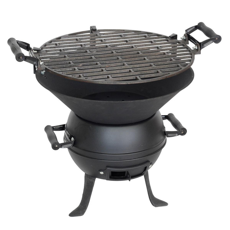 Grаtar din fontа pe carbuni ELITE BBQ-630, Suprafata de gatit 30 cm, Maner reglabil, Negru