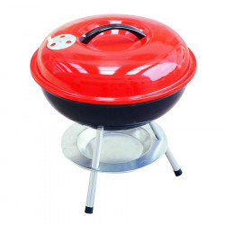 Faszéngrill ELITE ERQ-L14, 35,5 cm főzőfelület, Acél, Hamutál, Króm lábak, Piros/fekete