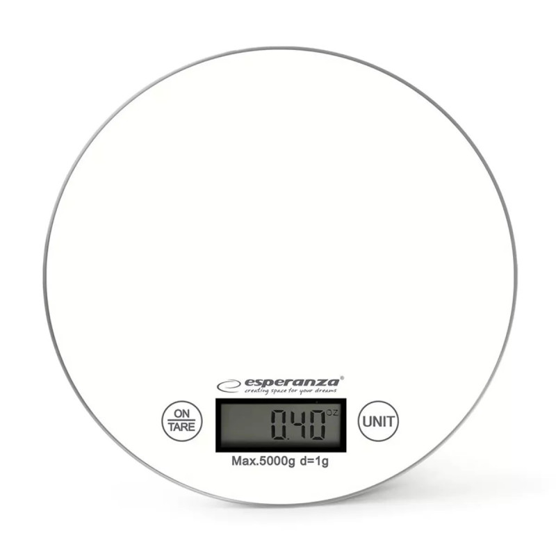 Esperanza EKS003KW konyhai mérleg, TARA, LCD-kijelző, 5 kg, fehér