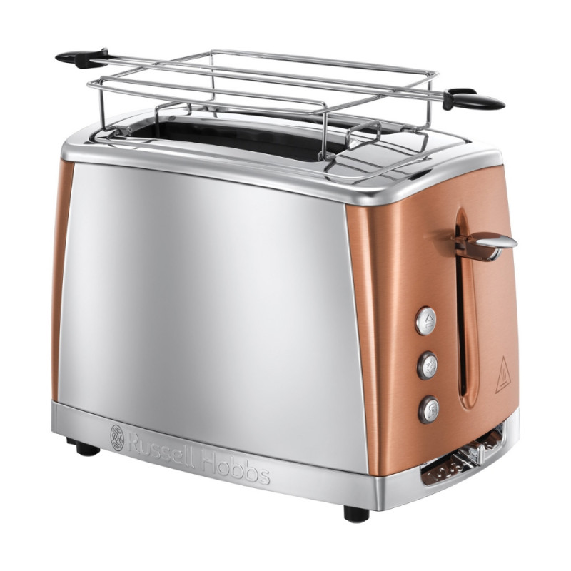 Russell Hobbs Luna 24290-56 kenyérpirító, 1550W, 2 szelet, magas emelő, széles nyílások, leolvasztás, bronz/Inox