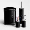 Set baie Vinoks 6524003, coș 3 litri, perie, dozator săpun, cană, negru