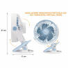 Ventilator cu USB Beper P206VEN420, 10W, 3 viteze, Autonomie pana la 5 ore, Oscilatie, Pompare, Albastru/alb