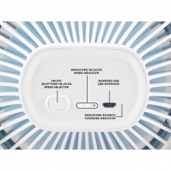 Ventilator cu USB Beper P206VEN420, 10W, 3 viteze, Autonomie pana la 5 ore, Oscilatie, Pompare, Albastru/alb