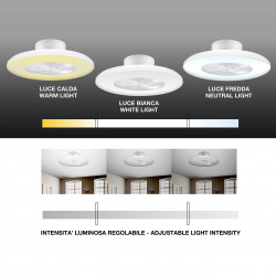 Beper P206VEN650 2-in-1 Ceiling Fan with LED Light, 40W, 3 Speeds, Timer, White