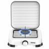 Rosberg R51454D1 Single-Burner Gas Stove with Lid, 2.2 kWh, 30 mbar, Carbon Steel, White