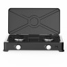 Rosberg R51454E2L Double Gas Stove with Lid, 2 x 2.2 kWh, 30 mbar, Automatic Ignition, Black