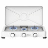 Rosberg R51454E3 Triple Gas Stove with Lid, 3 x 2.2 kWh, 30 mbar, Carbon Steel, White