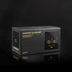 LIITON L60400 Denali Whiskey Glass Set, 230 ml, 2 pieces, Thick-walled, 3D base shaped like Mount Denali, Clear