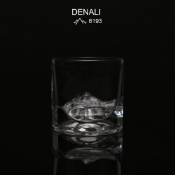 Set pahare pentru whisky LIITON L60400 Denali, Cristal, 230 ml, 2 buc, Fund 3D cu varf Denali, Transparent