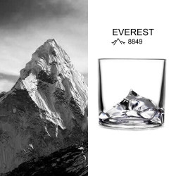 LIITON L10200 Denali Whiskey Glass Set, 270 ml, 4-piece set, Thick-walled, 3D base shaped like Mount Everest, Clear