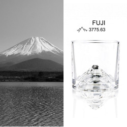 LIITON L60200 Denali Whiskey Glass Set, 260 ml, 2 pieces, Thickened walls, 3D base shaped like Mount Fuji, Clear