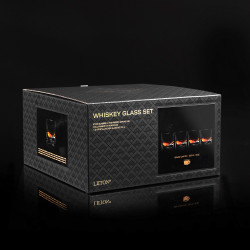 LIITON Grand Canyon Whiskey Glass Set, 300 ml, 4-piece set, Thick-walled, 3D Grand Canyon-shaped base, Clear