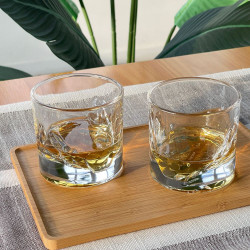 LIITON Grand Canyon Whiskey Glass Set, 300 ml, 4-piece set, Thick-walled, 3D Grand Canyon-shaped base, Clear