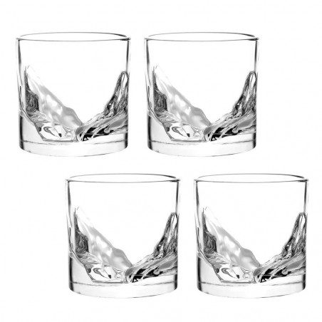 LIITON Grand Canyon Whiskey Glass Set, 300 ml, 4-piece set, Thick-walled, 3D Grand Canyon-shaped base, Clear