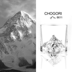 LIITON 1006969 Whiskey Glass Set, 250 ml, 2 pieces, Thickened walls, 3D base shaped like the summit of K2, Clear