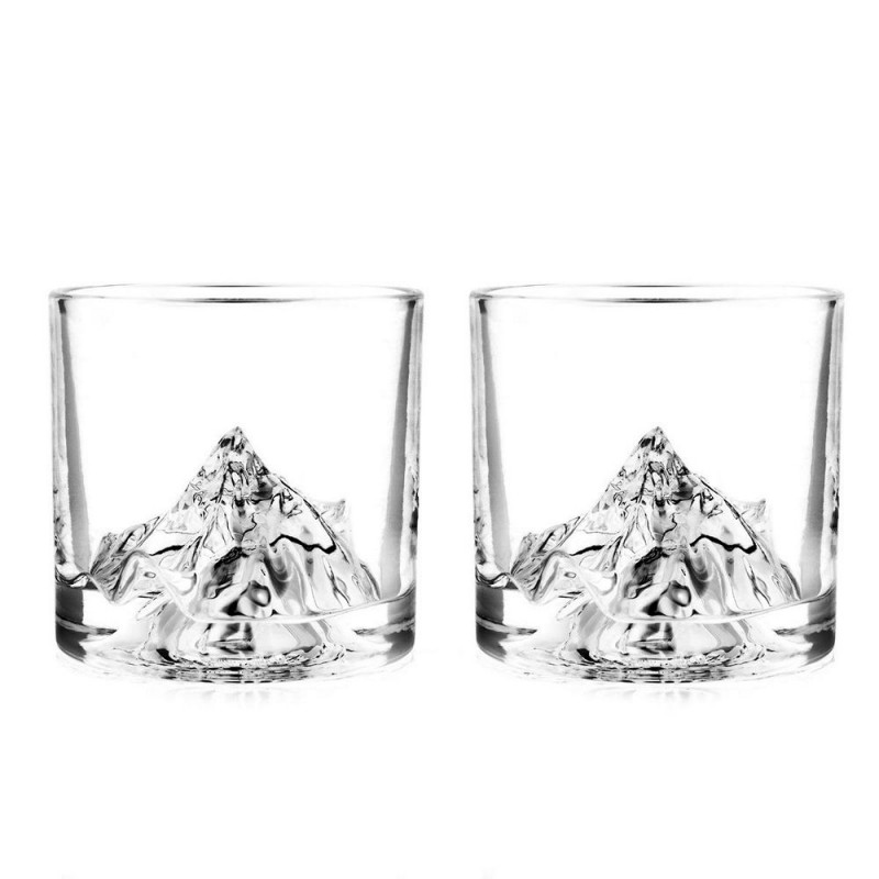 Set pahare pentru whisky LIITON L60300, Cristal, 250 ml, 2 buc, Fund 3D, Transparent