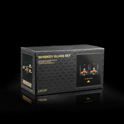 LIITON 1006969 Whiskey Glass Set, 250 ml, 2 pieces, Thickened walls, 3D base shaped like the summit of K2, Clear
