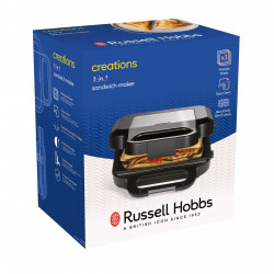 Уред 3в1 Russell Hobbs Creation 26810-56, 750W, 3 подвижни плочи, Грил, Вафли, Сандвичи, Неръждаема стомана, Черен