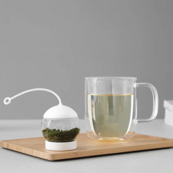 INFUSION GLOBE Viva Scandinavia V70302 Tea Infuser, 16 cm, Glass, White