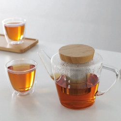 INFUSION Viva Scandinavia V74900 Teapot, 1.2 L, Bamboo Lid, Clear
