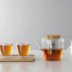 INFUSION Viva Scandinavia V74900 Teapot, 1.2 L, Bamboo Lid, Clear