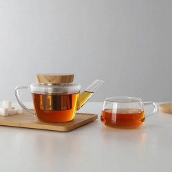 INFUSION Viva Scandinavia V75400 Teapot, 500 ml, Bamboo Lid, Clear