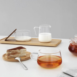 Viva Scandinavia CLASSIC V75800 Tea Cup and Saucer, 250 ml, Glass, Bamboo, Clear