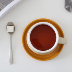 Viva Scandinavia ELLA CLASSIC V79741 Tea Cup and Saucer, 250 ml, Porcelain, White/Yellow