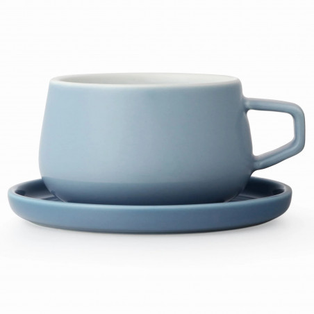 Viva Scandinavia ELLA CLASSIC V79763 Tea Cup and Saucer, 250 ml, Porcelain, Blue