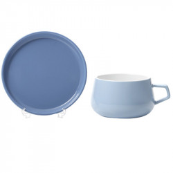 Viva Scandinavia ELLA CLASSIC V79763 Tea Cup and Saucer, 250 ml, Porcelain, Blue