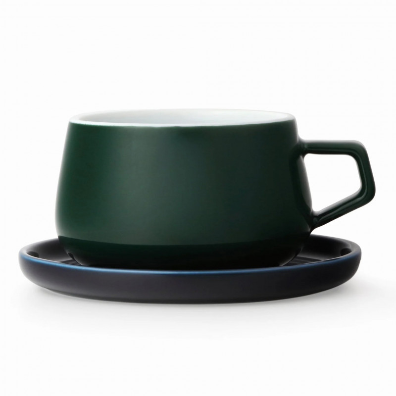 Viva Scandinavia ELLA CLASSIC V79765 Tea Cup and Saucer, 250 ml, Porcelain, Green