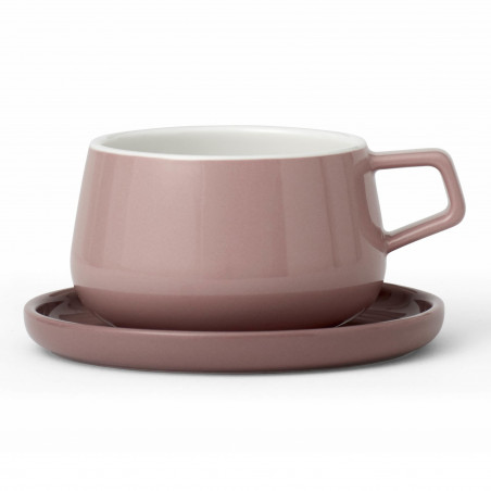 Viva Scandinavia ELLA CLASSIC V79750 Tea Cup and Saucer, 250 ml, Porcelain, Pink