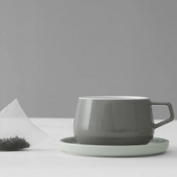 Viva Scandinavia ELLA CLASSIC V79748 Tea Cup and Saucer, 250 ml, Porcelain, Gray